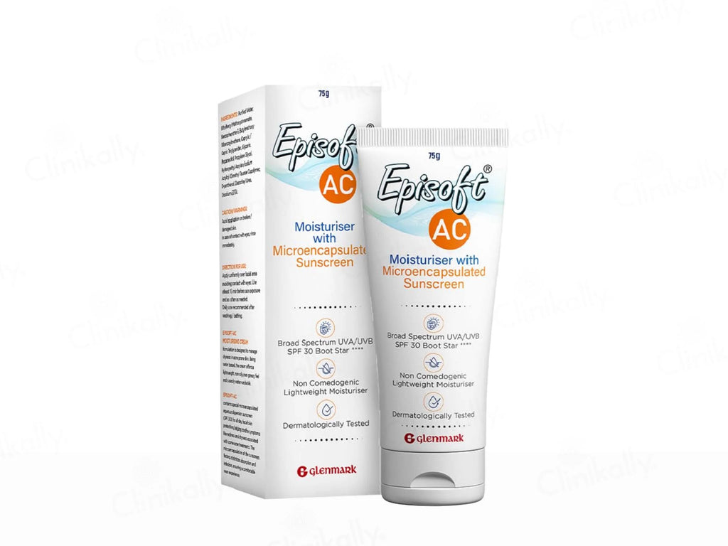 Episoft AC Moisturiser with Sunscreen SPF 30+++ 75Gm Pack Of 2 Pack Of 2* 75gm