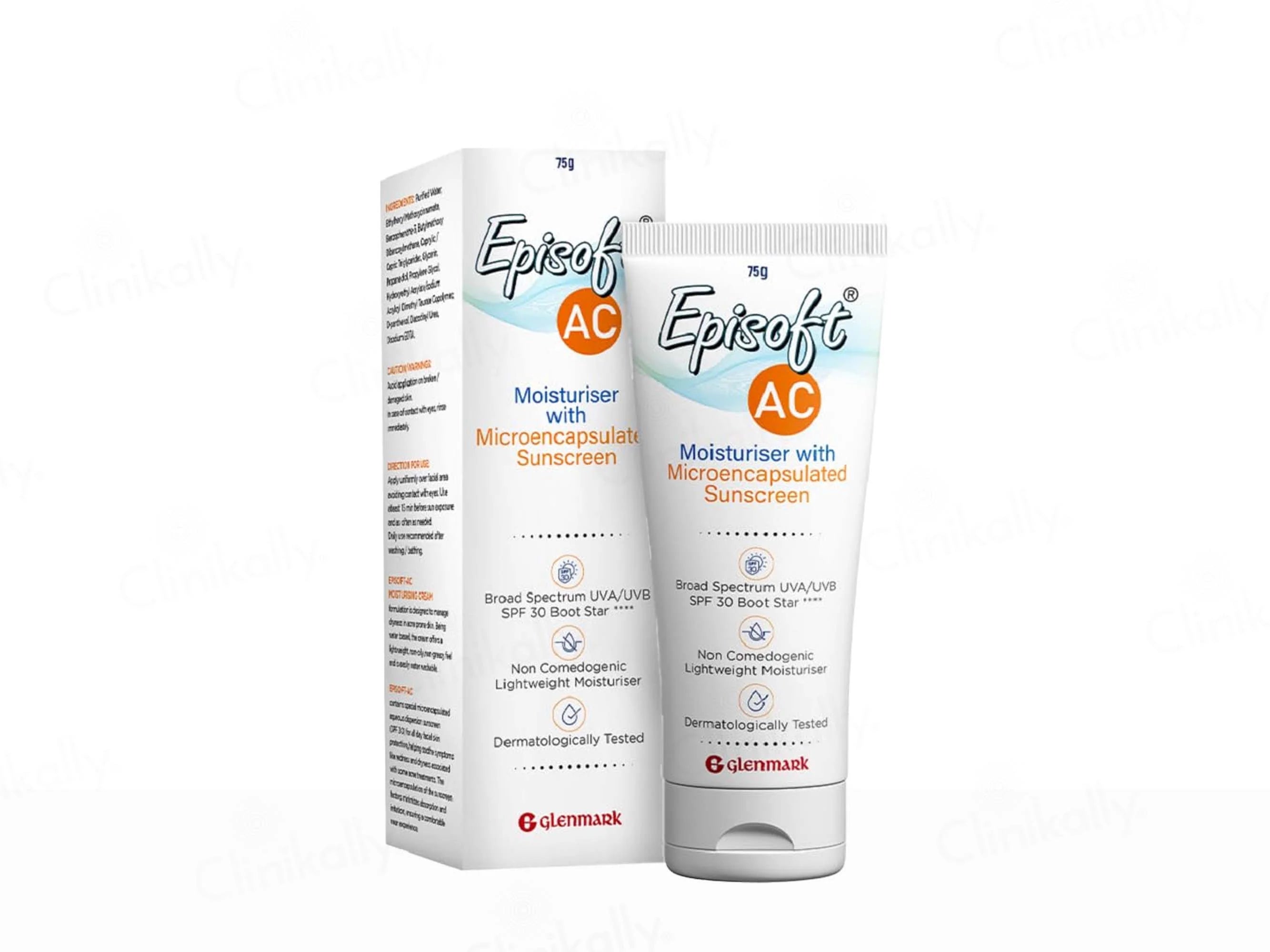 Episoft AC Moisturiser with Sunscreen SPF 30+++ 75Gm Pack Of 2 Pack Of 2* 75gm