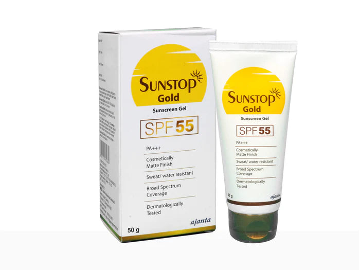 AJANTA Sunstop Gold SPF 55 Sunscreen Gel Matte Finish 50 gm PACK OF 2