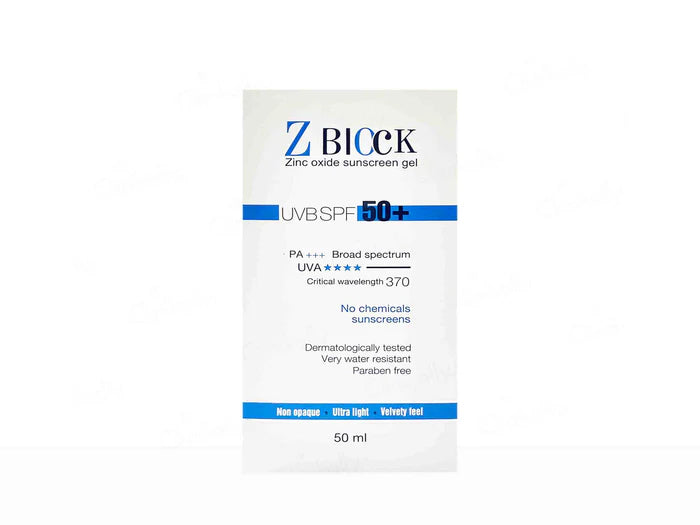 Ethicare Z Block Zinc Oxide Sunscreen Gel SPF 50+ PA+++ 50g