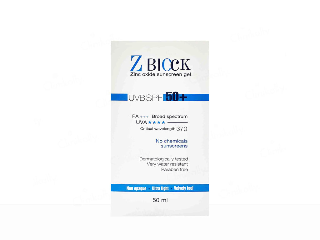 Z Block Zinc Oxide Sunscreen Gel SPF 50 PA 50Gm